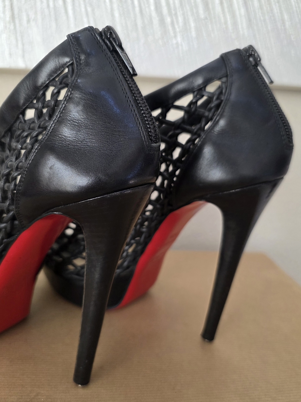Christian Louboutin Black Leather Caged Ankle Booties Heels EU 38.5 / Fits US 8 - Picture 11 of 14
